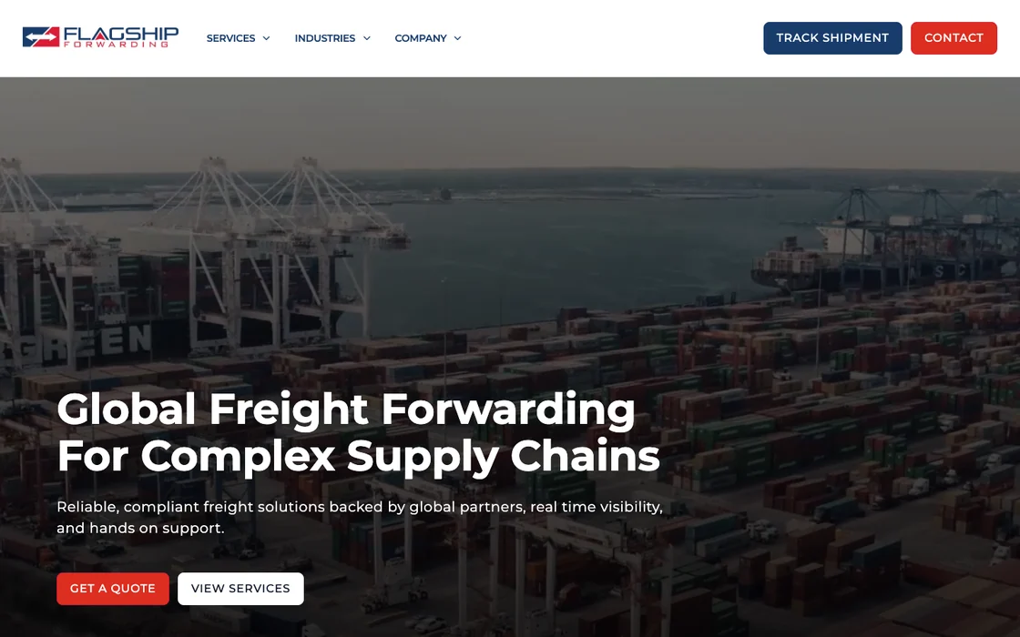 Home page of a freight forwarder's site