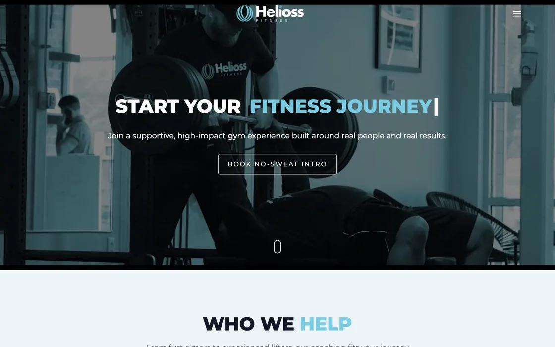 Home page of a gym's site in Texas
