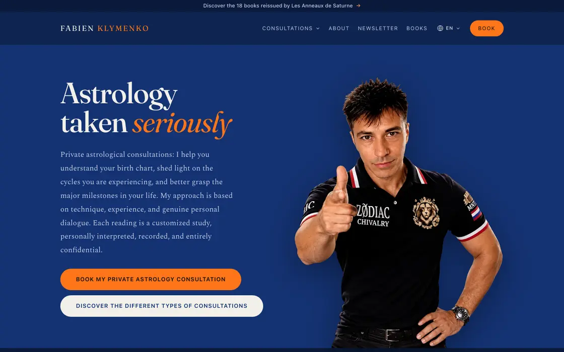 Home page of an astrology consultation site